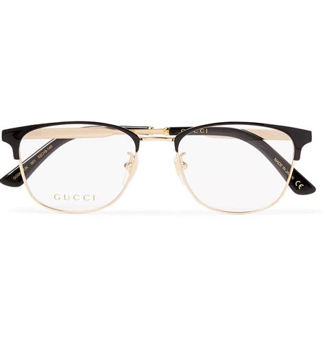 black and gold gucci eyeglasses oval frames|Gucci gold frame glasses men's.